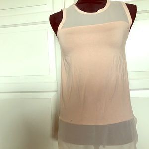 Vince Camuto Cotton & Sheer Sleeveless Top